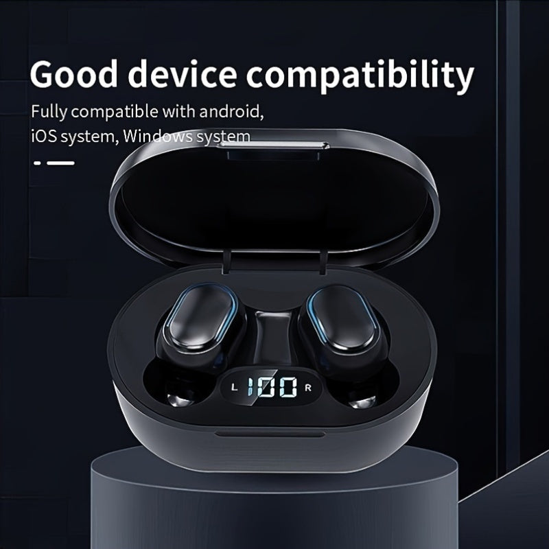 Écouteurs sport sans fil avec écran intelligent : compatibilité sans fil, son stéréo, charge rapide et batterie de 150 mAh.