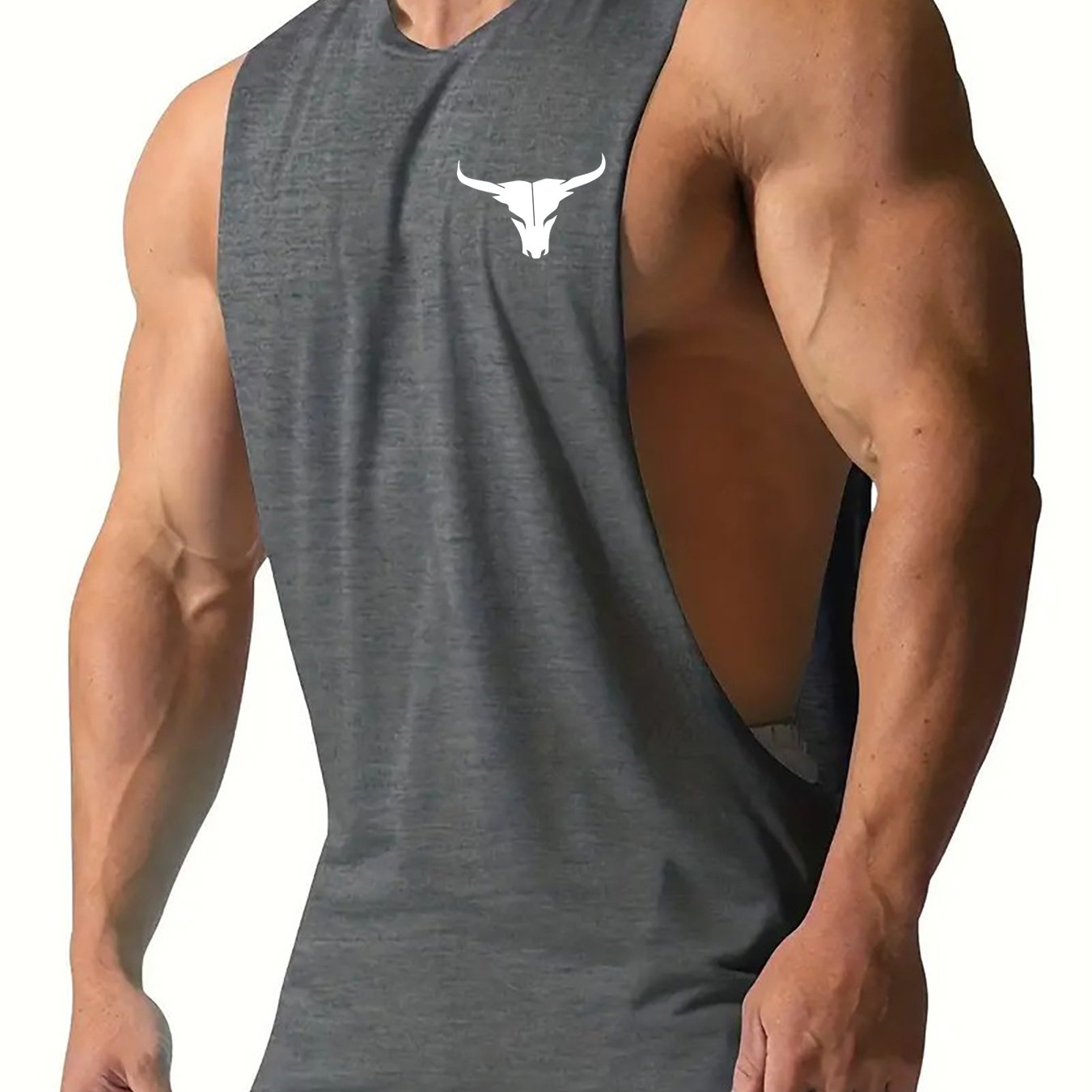 Débardeur de sport d'été pour homme, coupe ajustée, en polyester et élasthanne, sans manches, col ras du cou, séchage rapide, respirant.