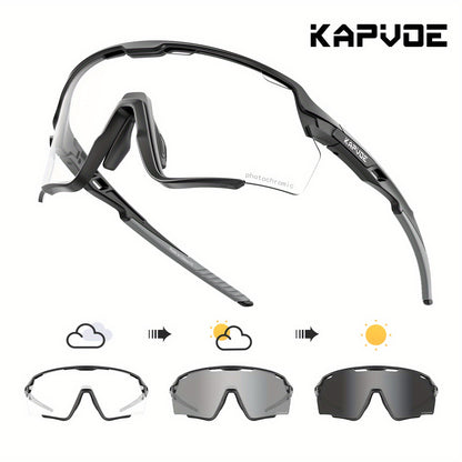 Lunettes de sport photochromiques KAPVOE, lunettes de cyclisme pour hommes et femmes,  vélo d'extérieur, de pêche, de golf, de course à pied, monture brillante.