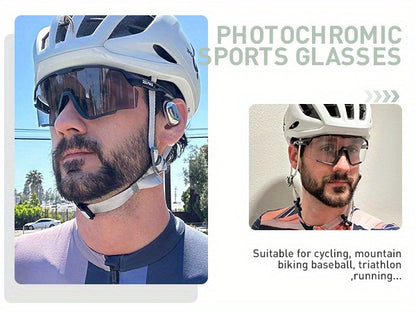 Lunettes de sport photochromiques KAPVOE, lunettes de cyclisme pour hommes et femmes,  vélo d'extérieur, de pêche, de golf, de course à pied, monture brillante.