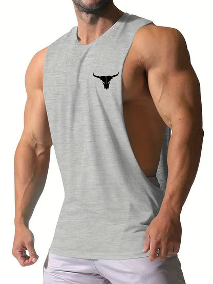 Débardeur de sport d'été pour homme, coupe ajustée, en polyester et élasthanne, sans manches, col ras du cou, séchage rapide, respirant.
