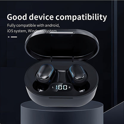 Écouteurs sport sans fil avec écran intelligent : compatibilité sans fil, son stéréo, charge rapide et batterie de 150 mAh.