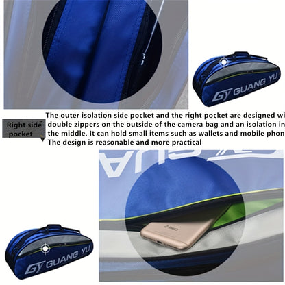 Sac de sport multicouche grande capacité avec roulettes et bandoulière rembourrée - en nylon résistant pour raquettes de tennis et de badminton, idéal pour les voyages, la salle de sport et l'entraînement (rouge/noir)
