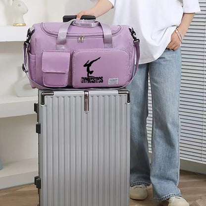 Sac de sport de fitness multifonctionnel imprimé gymnaste - Sac de voyage en nylon léger de grande capacité avec compartiment humide/sec, pour femmes et hommes, durable