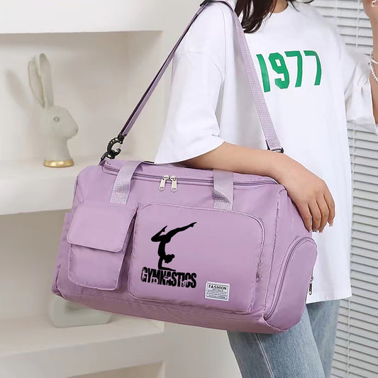 Sac de sport de fitness multifonctionnel imprimé gymnaste - Sac de voyage en nylon léger de grande capacité avec compartiment humide/sec, pour femmes et hommes, durable