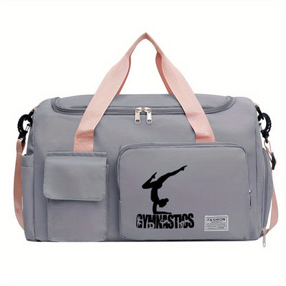 Sac de sport de fitness multifonctionnel imprimé gymnaste - Sac de voyage en nylon léger de grande capacité avec compartiment humide/sec, pour femmes et hommes, durable
