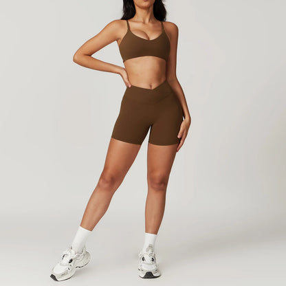 Ensemble de sport 2 pièces pour femme, haut court à manches courtes, leggings taille haute, vêtements de sport, de fitness