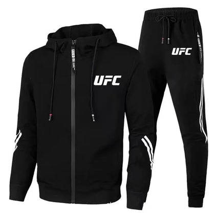 Ensemble deux pièces pour homme et femme, pantalon de sport décontracté, sweat à capuche zippé, collection printemps et automne UFC Fighting Fans
