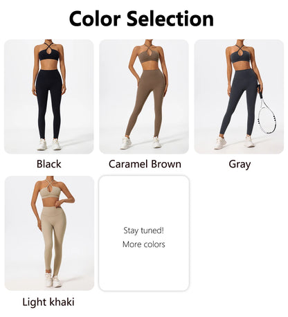 Ctenkevet Ensemble de sport deux pièces pour femme, vêtements de yoga croisés sur la poitrine, soutien-gorge bandeau.