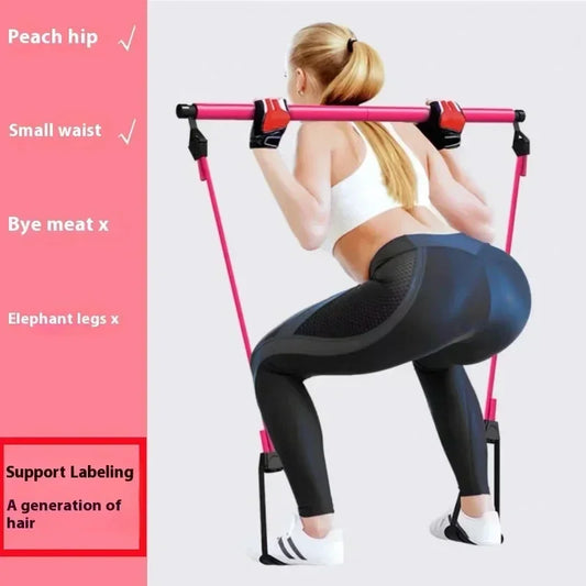 Kit de barre de Pilates pour le sport et le fitness, avec bande de résistance, corde de yoga et extracteur