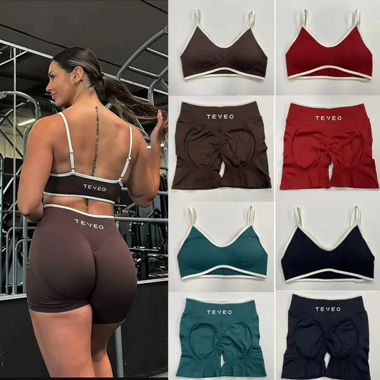 Leggings de sport pour femmes, shorts et soutien-gorge de yoga, fitness, cyclisme.