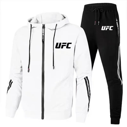 Ensemble deux pièces pour homme et femme, pantalon de sport décontracté, sweat à capuche zippé, collection printemps et automne UFC Fighting Fans
