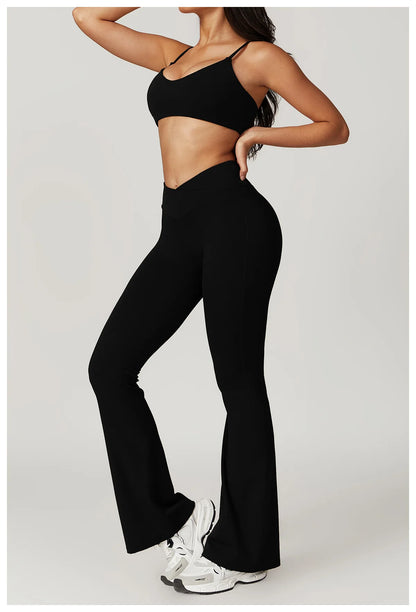 Ensemble de sport 2 pièces pour femme, haut court à manches courtes, leggings taille haute, vêtements de sport, de fitness