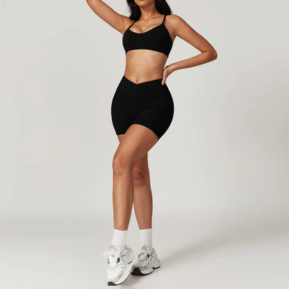 Ensemble de sport 2 pièces pour femme, haut court à manches courtes, leggings taille haute, vêtements de sport, de fitness