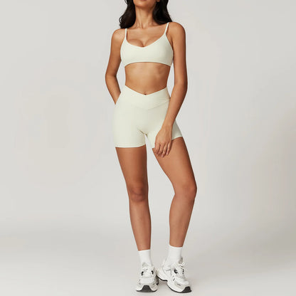 Ensemble de sport 2 pièces pour femme, haut court à manches courtes, leggings taille haute, vêtements de sport, de fitness