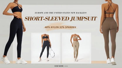 Ctenkevet Ensemble de sport deux pièces pour femme, vêtements de yoga croisés sur la poitrine, soutien-gorge bandeau.