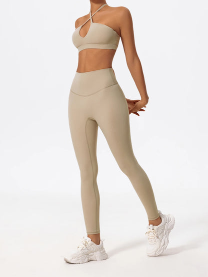Ctenkevet Ensemble de sport deux pièces pour femme, vêtements de yoga croisés sur la poitrine, soutien-gorge bandeau.