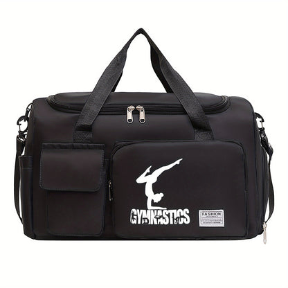 Sac de sport de fitness multifonctionnel imprimé gymnaste - Sac de voyage en nylon léger de grande capacité avec compartiment humide/sec, pour femmes et hommes, durable